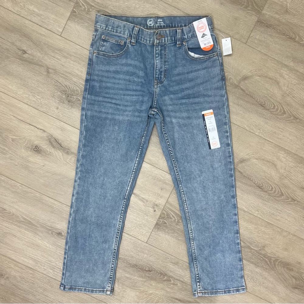 Wonder Nation Boys Slim Knit Stretch Denim Jeans Adjustable Waist, 10 Husky